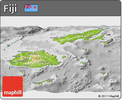 Physical Panoramic Map of Fiji, desaturated