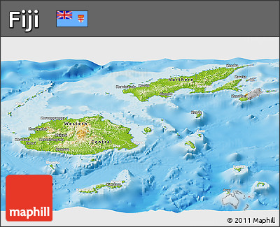 Physical Panoramic Map of Fiji, lighten, desaturated, land only