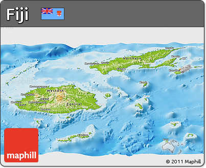 Physical Panoramic Map of Fiji, lighten, desaturated, land only