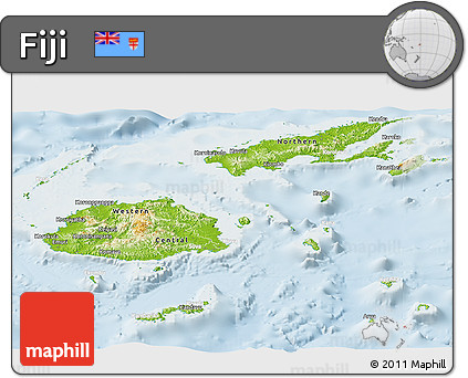 Physical Panoramic Map of Fiji, lighten