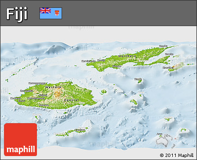 Physical Panoramic Map of Fiji, lighten