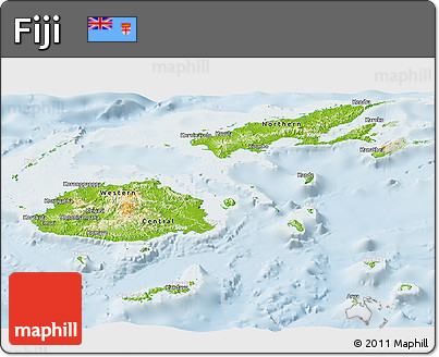 Physical Panoramic Map of Fiji, lighten