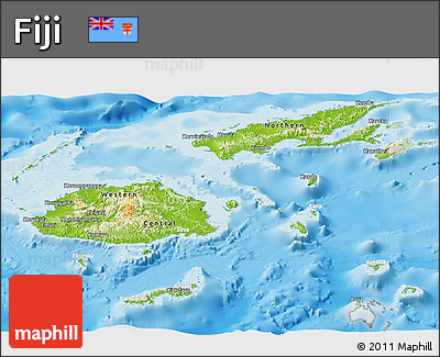 Physical Panoramic Map of Fiji, lighten, land only
