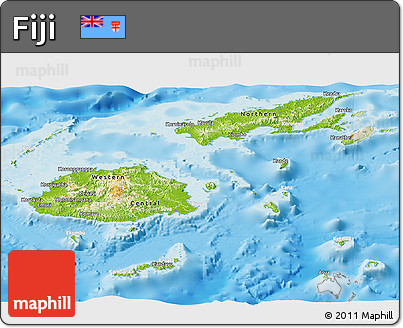Physical Panoramic Map of Fiji, lighten, land only