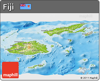 Physical Panoramic Map of Fiji, lighten, semi-desaturated, land only