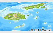 Physical Panoramic Map of Fiji, single color outside, bathymetry sea