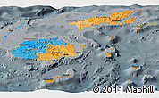 Political Panoramic Map of Fiji, darken, semi-desaturated