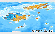 Political Panoramic Map of Fiji, lighten, land only