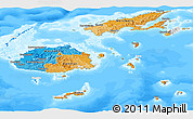 Political Panoramic Map of Fiji, lighten, semi-desaturated, land only