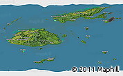 Satellite Panoramic Map of Fiji, desaturated, land only