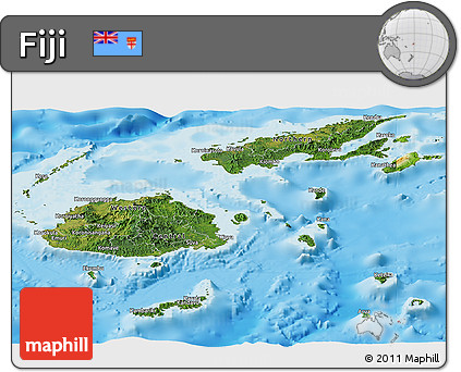 Satellite Panoramic Map of Fiji, physical outside