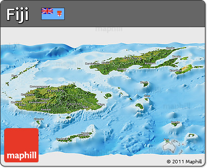 Satellite Panoramic Map of Fiji, physical outside