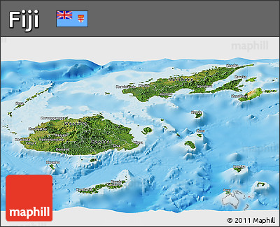 Satellite Panoramic Map of Fiji, physical outside