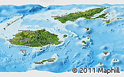 Satellite Panoramic Map of Fiji, shaded relief outside