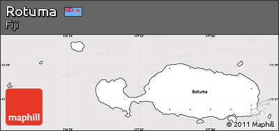 Silver Style Simple Map of Rotuma, cropped outside