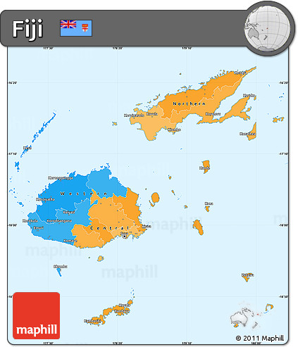 Political Simple Map of Fiji