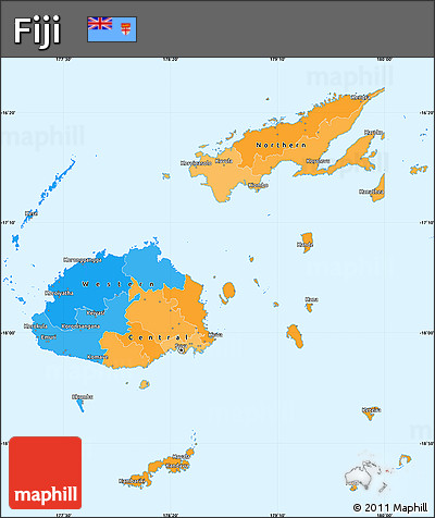 Political Simple Map of Fiji