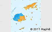 Political Simple Map of Fiji, single color outside, borders and labels