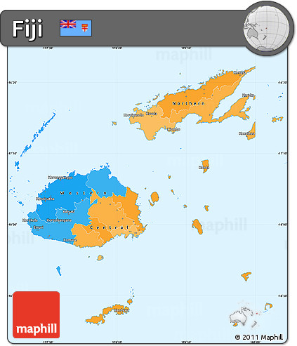 Political Simple Map of Fiji, single color outside