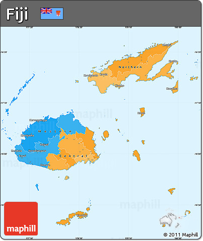 Political Simple Map of Fiji, single color outside