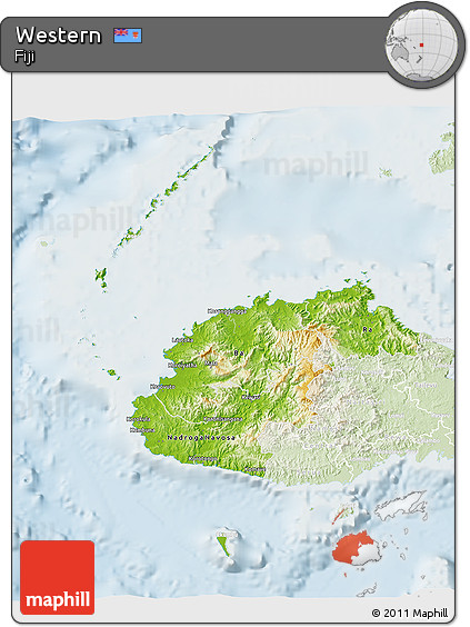 Physical 3D Map of Western, lighten