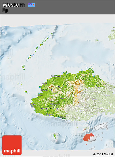 Physical 3D Map of Western, lighten