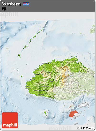 Physical 3D Map of Western, lighten