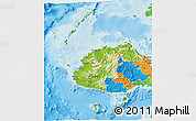 Physical 3D Map of Western, political outside