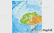 Physical 3D Map of Western, political shades outside