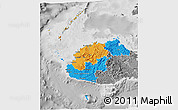 Political 3D Map of Western, desaturated