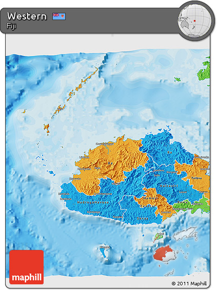 Political 3D Map of Western