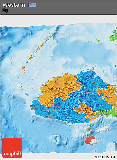 Political 3D Map of Western