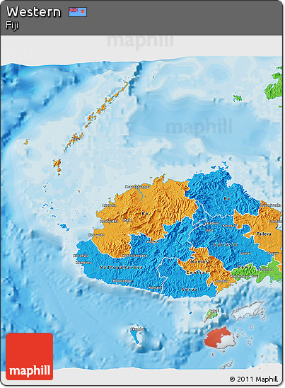 Political 3D Map of Western