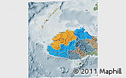 Political 3D Map of Western, semi-desaturated
