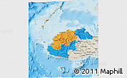 Political 3D Map of Western, shaded relief outside