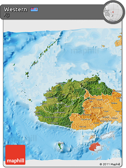 Satellite 3D Map of Western, political shades outside