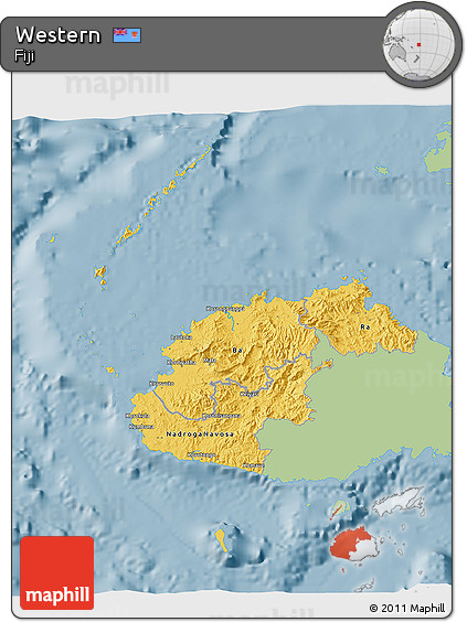 Savanna Style 3D Map of Western, single color outside