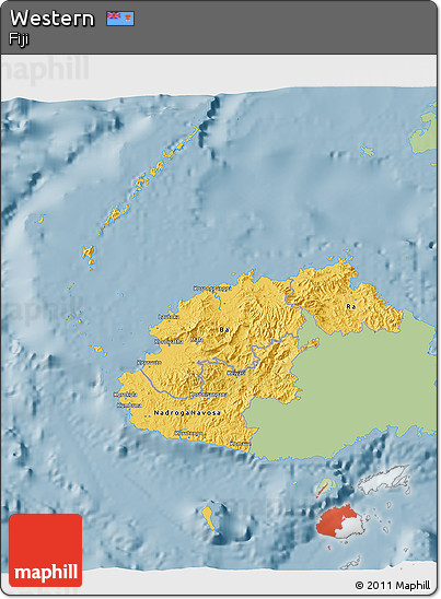 Savanna Style 3D Map of Western, single color outside