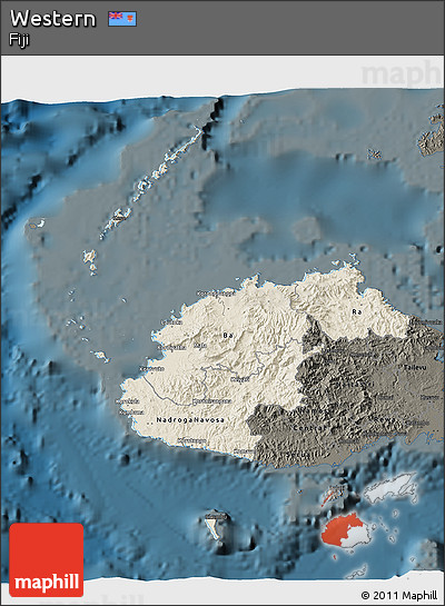 Shaded Relief 3D Map of Western, darken