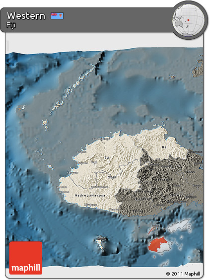 Shaded Relief 3D Map of Western, darken
