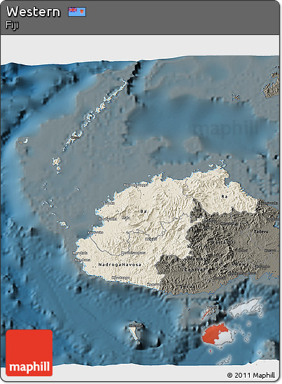 Shaded Relief 3D Map of Western, darken