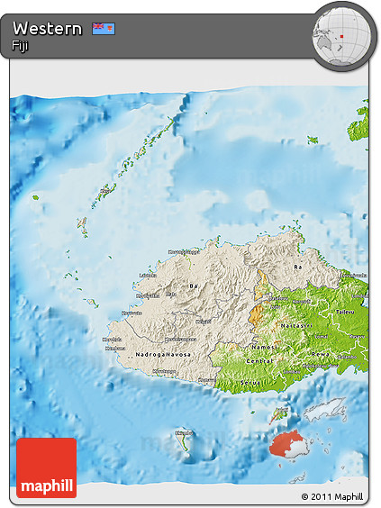 Shaded Relief 3D Map of Western, physical outside
