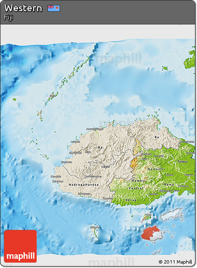 Shaded Relief 3D Map of Western, physical outside