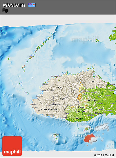 Shaded Relief 3D Map of Western, physical outside