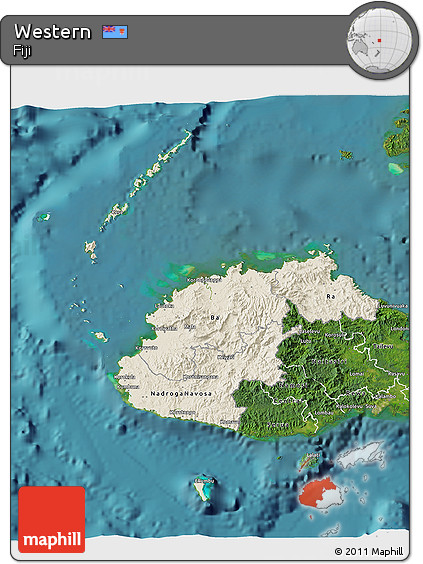 Shaded Relief 3D Map of Western, satellite outside