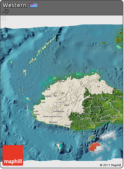 Shaded Relief 3D Map of Western, satellite outside