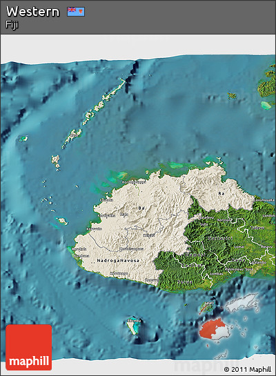 Shaded Relief 3D Map of Western, satellite outside