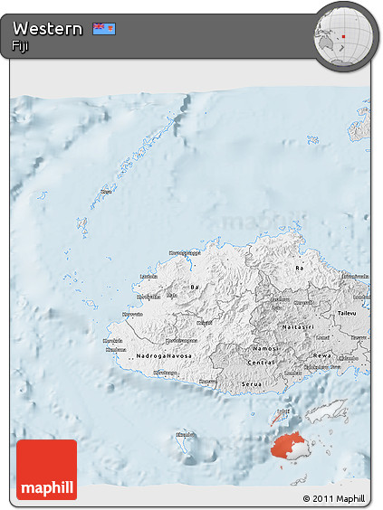 Silver Style 3D Map of Western