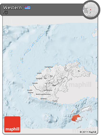 Silver Style 3D Map of Western, single color outside