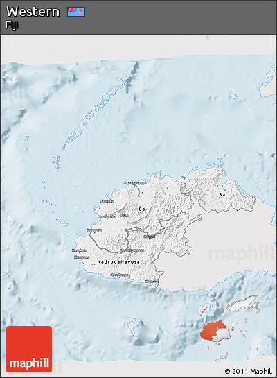 Silver Style 3D Map of Western, single color outside